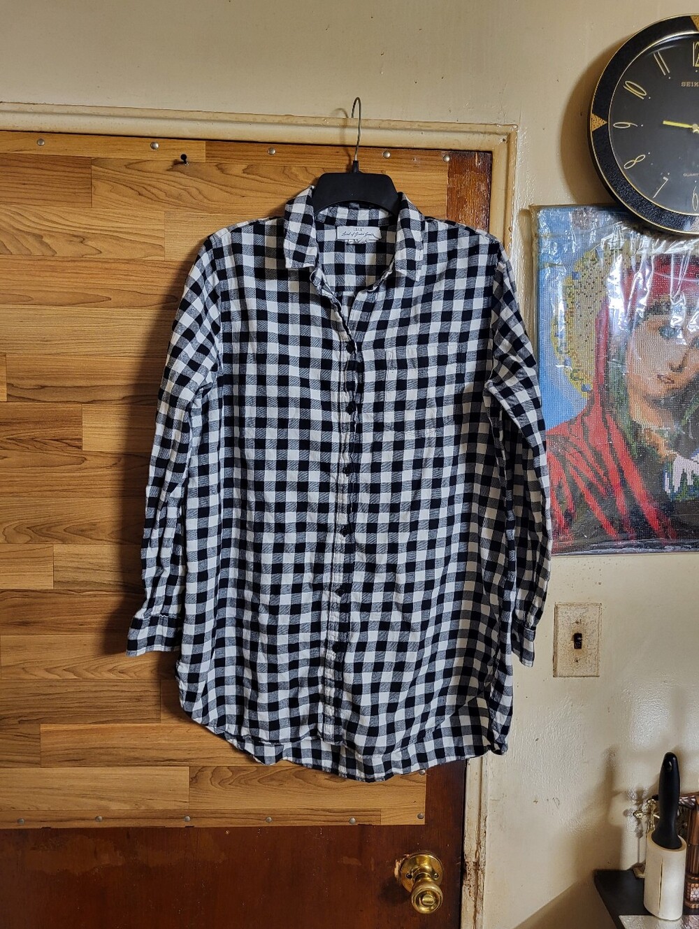 L.O.G.G. Label Of Graded Goods Black & White Flannel Shirt Button Up Women's 12